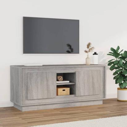 Comodă TV, gri sonoma, 102x35x45 cm, lemn prelucrat GartenMobel Dekor