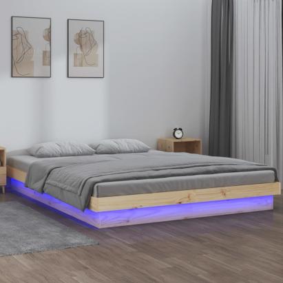 Cadru de pat cu LED, 200x200 cm, lemn masiv GartenMobel Dekor