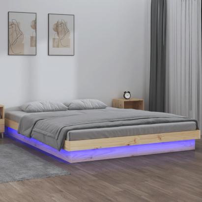 Cadru de pat cu LED, 140x190 cm, lemn masiv GartenMobel Dekor