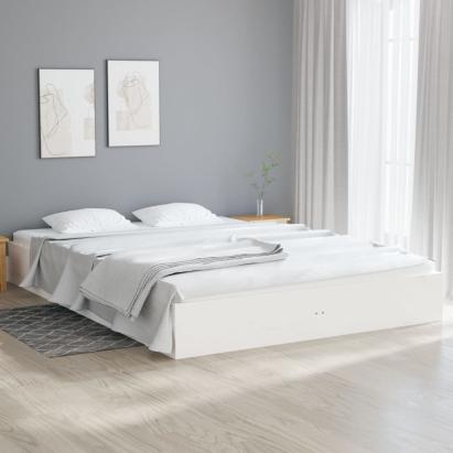 Cadru de pat, alb, 160x200 cm, lemn masiv GartenMobel Dekor
