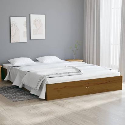 Cadru de pat dublu, maro miere, 135x190 cm, lemn masiv GartenMobel Dekor
