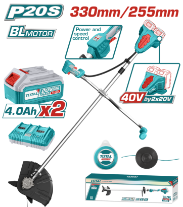 TOTAL - MOTOCOASA SI TRIMMER 40V- LI-ION (INCLUDE ACUMULATOR SI INCARCATOR) PowerTool TopQuality