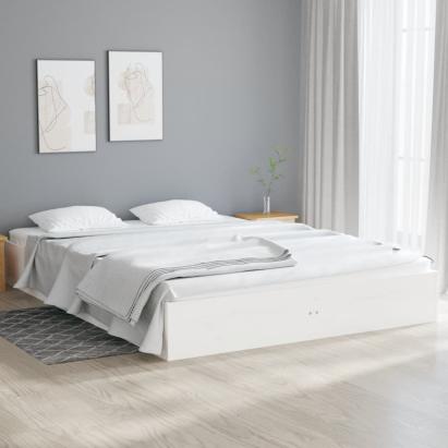 Cadru de pat, alb, 140x190 cm, lemn masiv GartenMobel Dekor