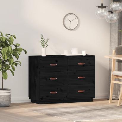 Servantă, negru, 100x40x75 cm, lemn masiv de pin GartenMobel Dekor