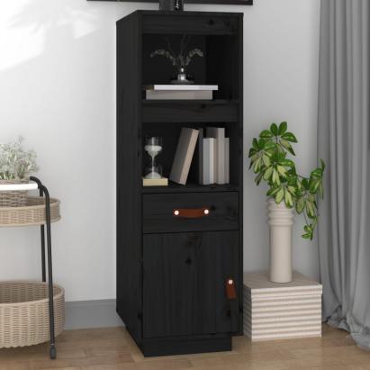 Dulap înalt, negru, 34x40x108,5 cm, lemn masiv de pin GartenMobel Dekor