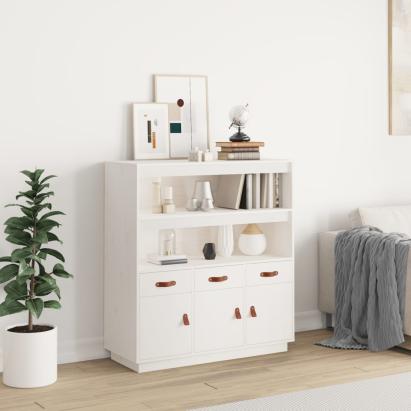 Dulap înalt, alb, 100x40x108,5 cm, lemn masiv de pin GartenMobel Dekor