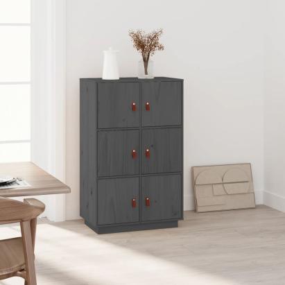 Dulap înalt, gri, 67x40x108,5 cm, lemn masiv de pin GartenMobel Dekor