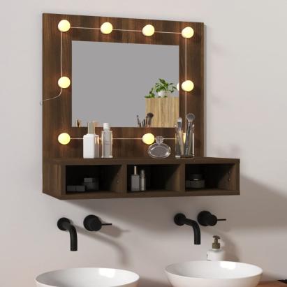Dulap cu oglindă și LED, stejar maro, 60x31,5x62 cm GartenMobel Dekor