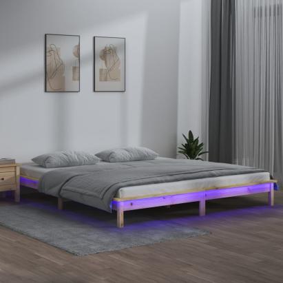 Cadru de pat cu LED, 120x200 cm, lemn masiv GartenMobel Dekor