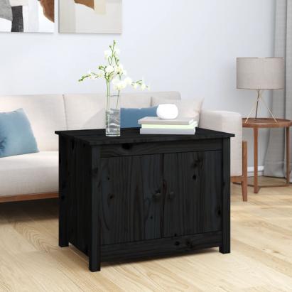 Măsuță de cafea, negru, 71x49x55 cm, lemn masiv de pin GartenMobel Dekor