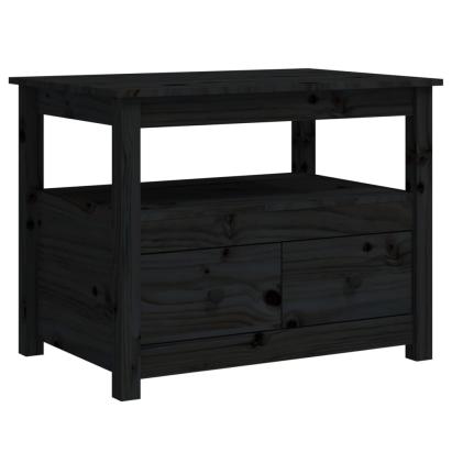 Măsuță de cafea, negru, 71x49x55 cm, lemn masiv de pin GartenMobel Dekor