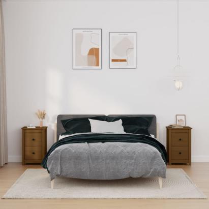 Noptiere, 2 buc, maro miere, 40x35x61,5 cm, lemn masiv de pin GartenMobel Dekor