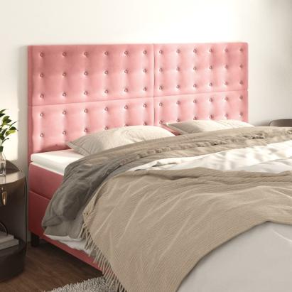 Tăblii de pat, 4 buc, roz, 90x5x78/88 cm, catifea GartenMobel Dekor