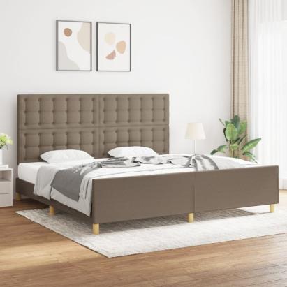 Cadru de pat cu tăblie, gri taupe, 200x200 cm, textil GartenMobel Dekor