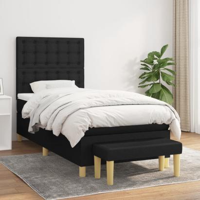 Pat box spring cu saltea, negru, 80x200 cm, textil GartenMobel Dekor