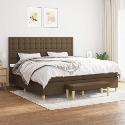 Pat box spring cu saltea, maro închis, 200x200 cm, textil GartenMobel Dekor