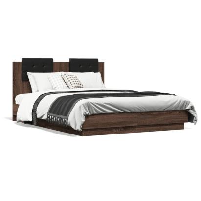 Cadru de pat cu tăblie stejar maro 120x190 cm lemn prelucrat GartenMobel Dekor