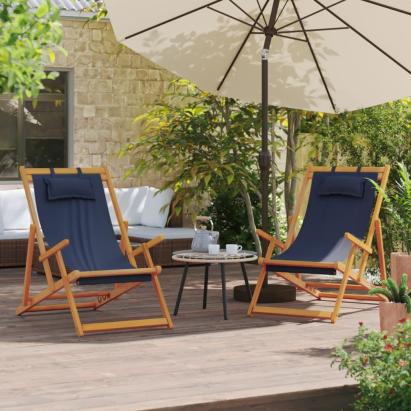 Scaune de plajă pliante, 2 buc., albastru, material textil GartenMobel Dekor