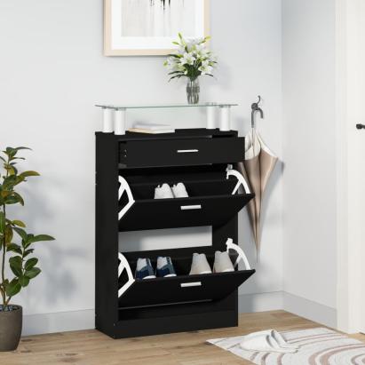 Pantofar, negru, 63x24x104 cm, lemn prelucrat GartenMobel Dekor