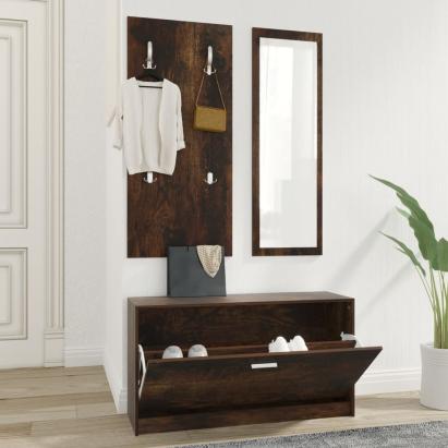 Set pantofar 3 în 1, stejar fumuriu, lemn prelucrat GartenMobel Dekor