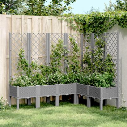 Jardinieră de grădină cu spalier gri deschis 160x120x142 cm PP GartenMobel Dekor