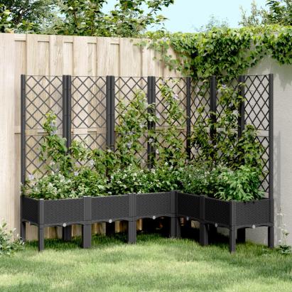Jardinieră de grădină cu spalier, negru, 160x120x142 cm, PP GartenMobel Dekor