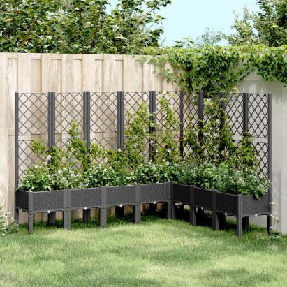 Jardinieră de grădină cu spalier, negru, 200x160x142 cm, PP GartenMobel Dekor