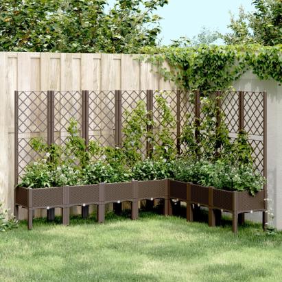 Jardinieră de grădină cu spalier, maro, 200x160x142 cm, PP GartenMobel Dekor
