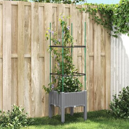 Jardinieră de grădină cu spalier, gri deschis 40x40x142,5 cm PP GartenMobel Dekor