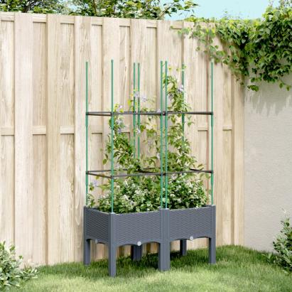 Jardinieră de grădină cu spalier, gri, 80x40x142,5 cm, PP GartenMobel Dekor
