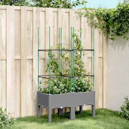 Jardinieră de grădină cu spalier, gri deschis 80x40x142,5 cm PP GartenMobel Dekor