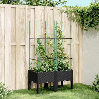 Jardinieră de grădină cu spalier, negru, 80x40x142,5 cm, PP GartenMobel Dekor