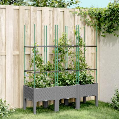 Jardinieră de grădină cu spalier gri deschis 120x40x142,5 cm PP GartenMobel Dekor