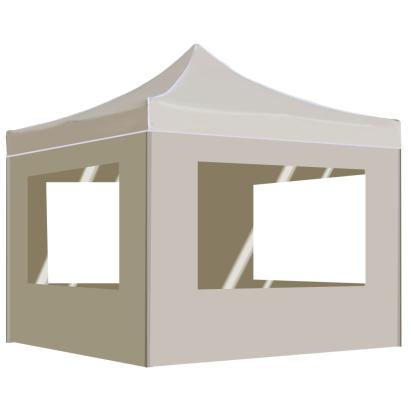 Cort de petrecere pliabil cu pereți, crem, 2 x 2 m, aluminiu GartenMobel Dekor