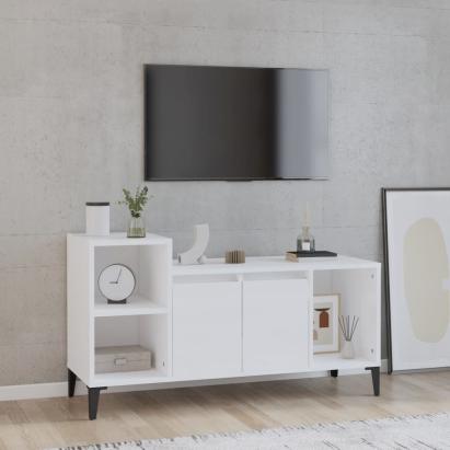 Comodă TV, alb extralucios, 100x35x55 cm, lemn prelucrat GartenMobel Dekor