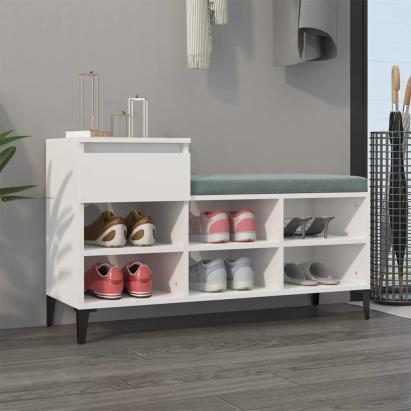 Pantofar, alb extralucios, 102x36x60 cm, lemn compozit GartenMobel Dekor