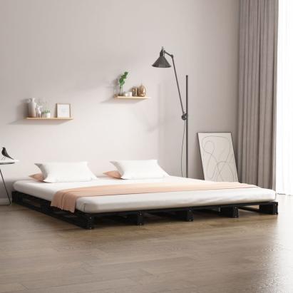 Pat din paleți Small Double 4FT negru 120x190 cm lemn masiv pin GartenMobel Dekor