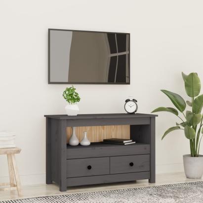 Comodă TV, gri, 79x35x52 cm, lemn masiv de pin GartenMobel Dekor