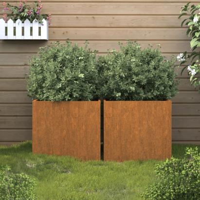 Jardiniere, 2 buc., 32x30x29 cm, oțel corten GartenMobel Dekor