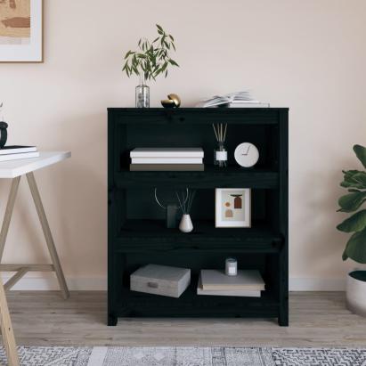 Bibliotecă, negru, 80x35x97 cm, lemn masiv de pin GartenMobel Dekor