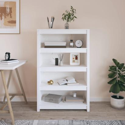 Bibliotecă, alb, 80x35x126 cm, lemn masiv de pin GartenMobel Dekor