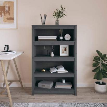 Bibliotecă, gri, 80x35x126 cm, lemn masiv de pin GartenMobel Dekor