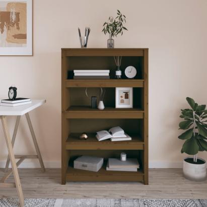 Bibliotecă, maro miere, 80x35x126 cm, lemn masiv de pin GartenMobel Dekor