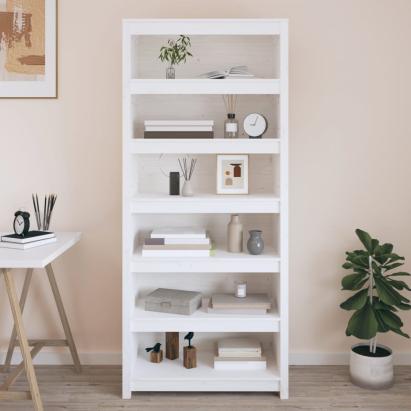 Bibliotecă, alb, 80x35x183 cm, lemn masiv de pin GartenMobel Dekor