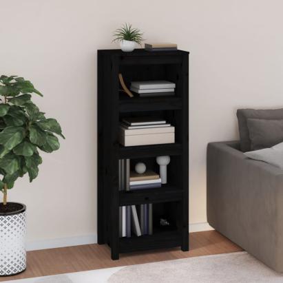 Bibliotecă, negru, 50x35x125,5 cm, lemn masiv de pin GartenMobel Dekor