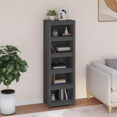 Bibliotecă, gri, 50x35x154 cm, lemn masiv de pin GartenMobel Dekor