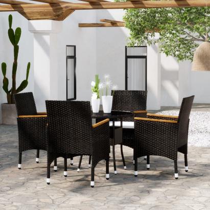 Set mobilier bistro grădină 3 piese negru poliratan și sticlă GartenMobel Dekor