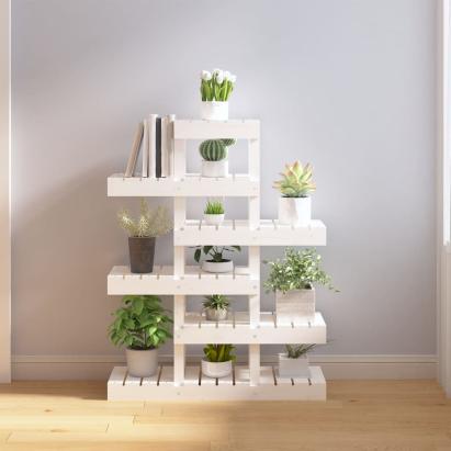 Suport pentru plante, alb, 85x25x109,5 cm, lemn masiv de pin GartenMobel Dekor