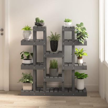 Suport pentru plante, gri, 104,5x25x109,5 cm, lemn masiv pin GartenMobel Dekor