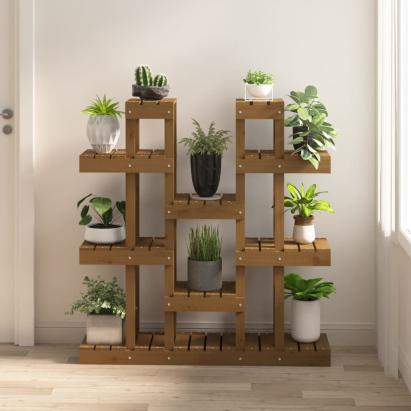 Suport pentru plante,maro miere,104,5x25x109,5cm lemn masiv pin GartenMobel Dekor
